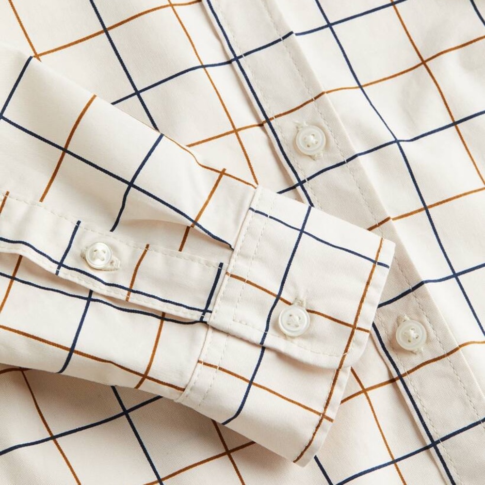 💜2/$30 H&M Cotton Shirt - Cream and Blue - Picture 4 of 6